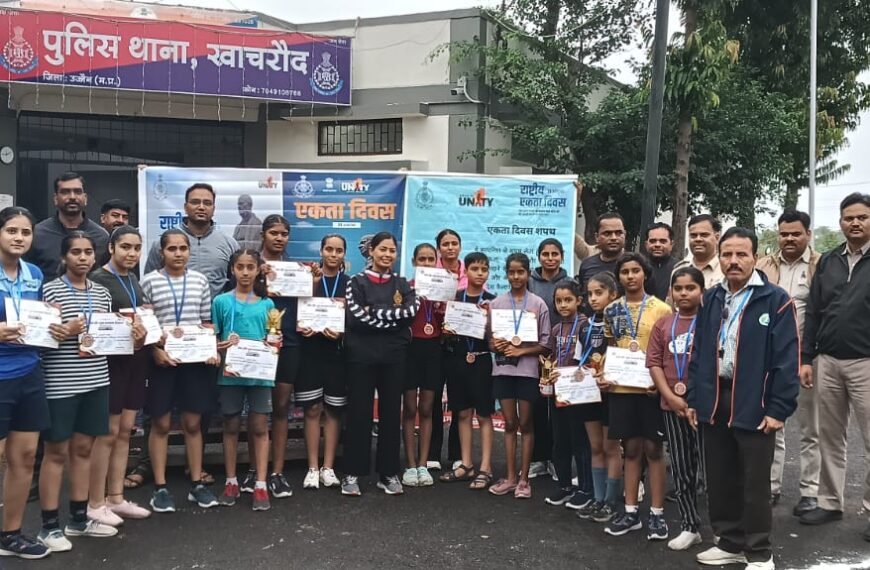 सरदार पटेल जयंती पर खाचरौद पुलिस थाने में मैराथन दौड़ का आयोजन